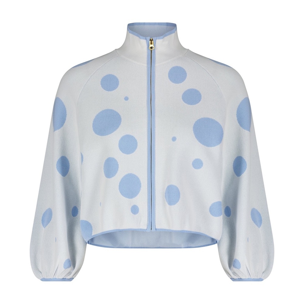 🆕Polka Dot Cropped Knit Cardigan Blue White 
Sz S